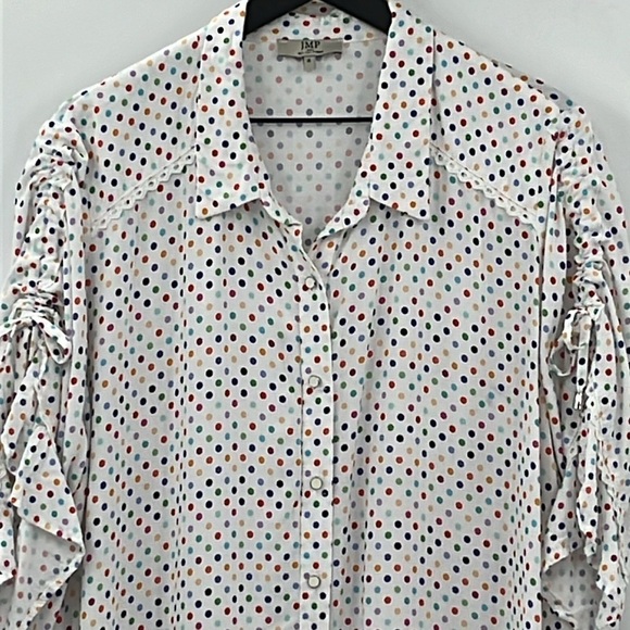 Jean Marc Philippe Polka Dot Button Front Blouse - Size XL - Picture 2 of 9